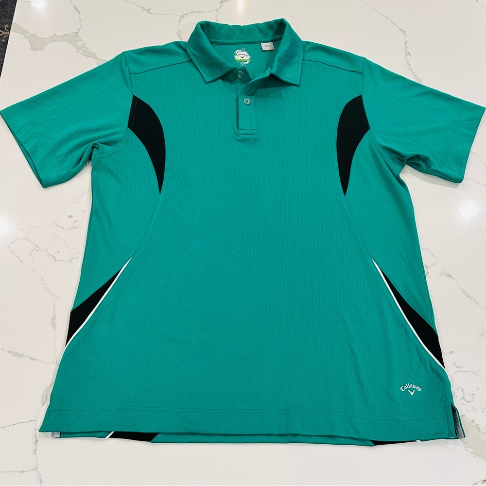 Callaway X Series Kelly Green Black Golf Shirt Mens L Polo Short Sleeve Colorful